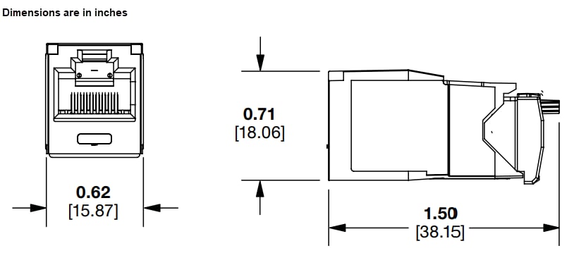 Mechanical Drawing - Panduit CJ6X Mini-Com® TX6A™ Jack Modules